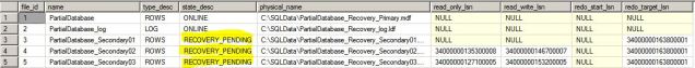 Partial Database Recovery Position